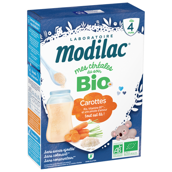 Modilac Céréales Bio Riz Carottes 250G