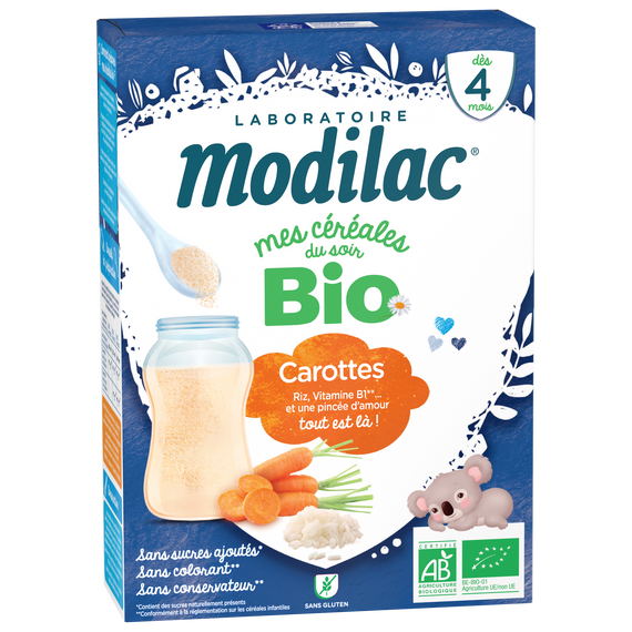 Modilac Céréales Bio Riz Carottes 250G
