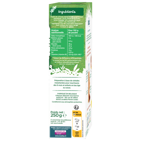 Modilac Céréales Bio Cacao 250G