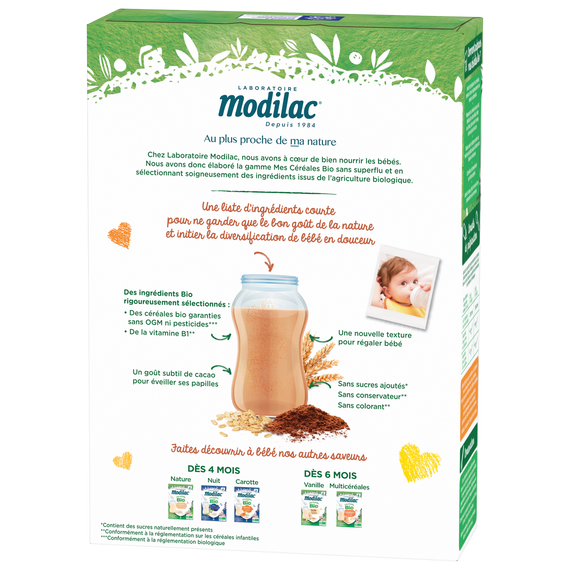 Modilac Céréales Bio Cacao 250G