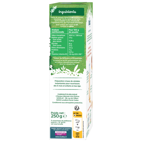 Modilac Céréales Bio Multi-Céréales 250G