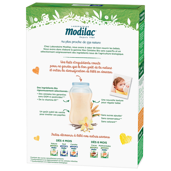Modilac Céréales Bio Vanille 250G